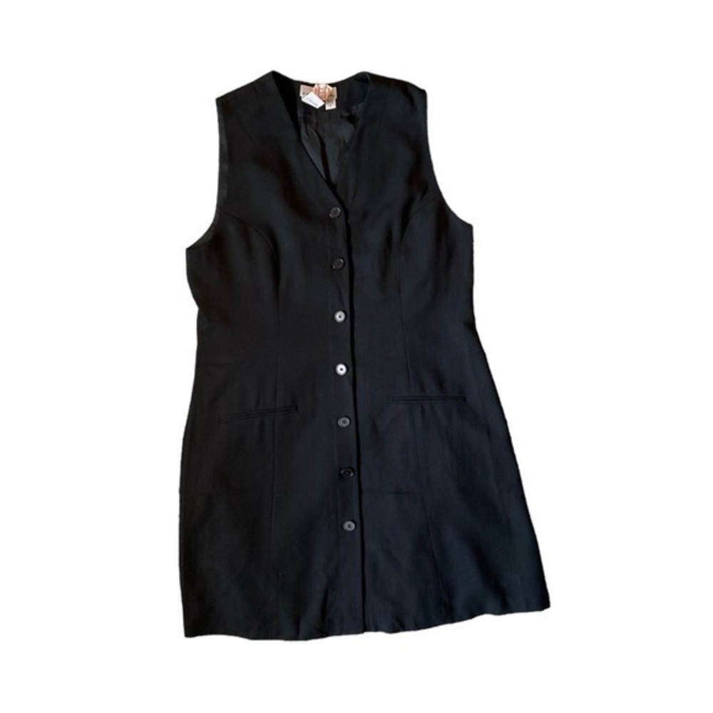 Eddie Bauer Vintage Black Sleeveless button up Dress | Sz 14P